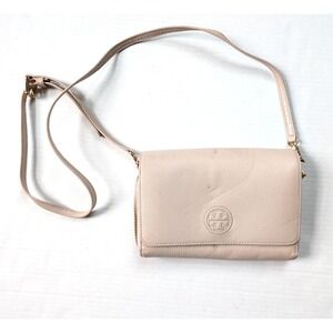 Tory Burch Bombe Flat Wallet Crossbody Pink READ Small Leather